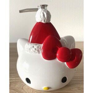 Hobby Lobby Ceramic Christmas Hello Kitty Soap/Lotion Pump Dispenser NEW